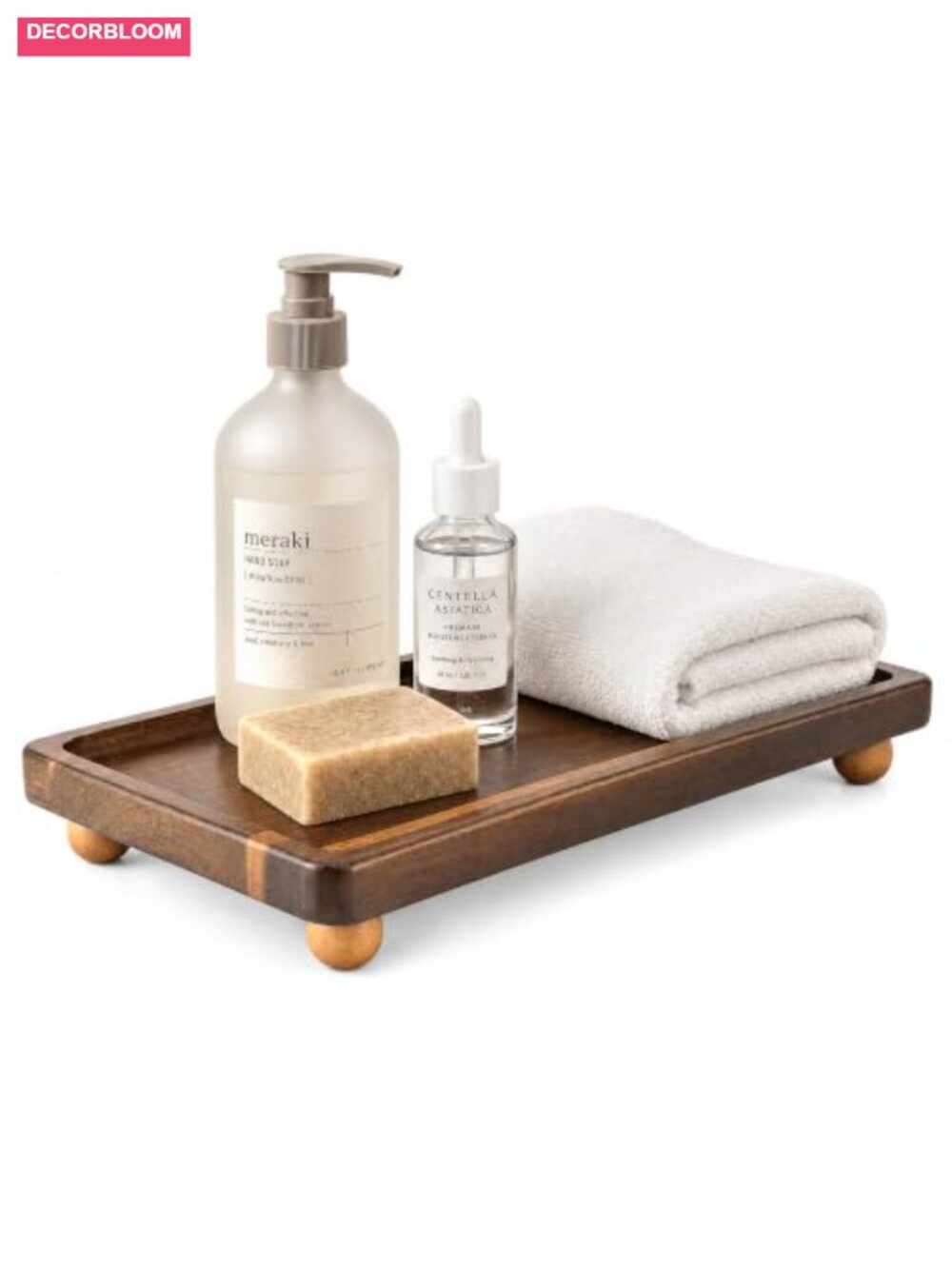 Acacia Wood Rustic Rectangular Vanity Bathroom Tray Kitchen Sink Organizer